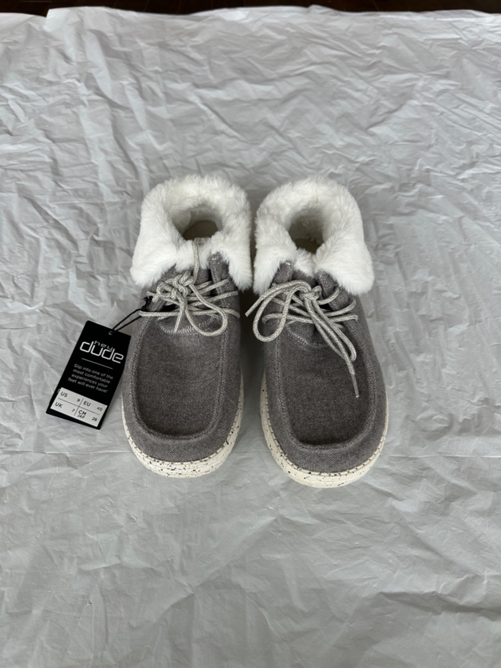 Hey Dude Gray Faux-Fur Lined Winter Shoes